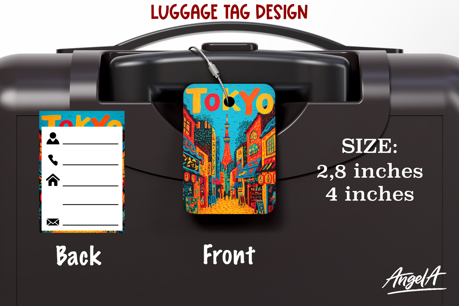 Luggage tag Sublimation Groovy Summer Travel Label Tokyo product image 1