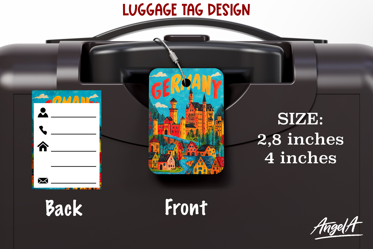 Luggage tag Sublimation Germany Groovy Summer Travel Label product image 1