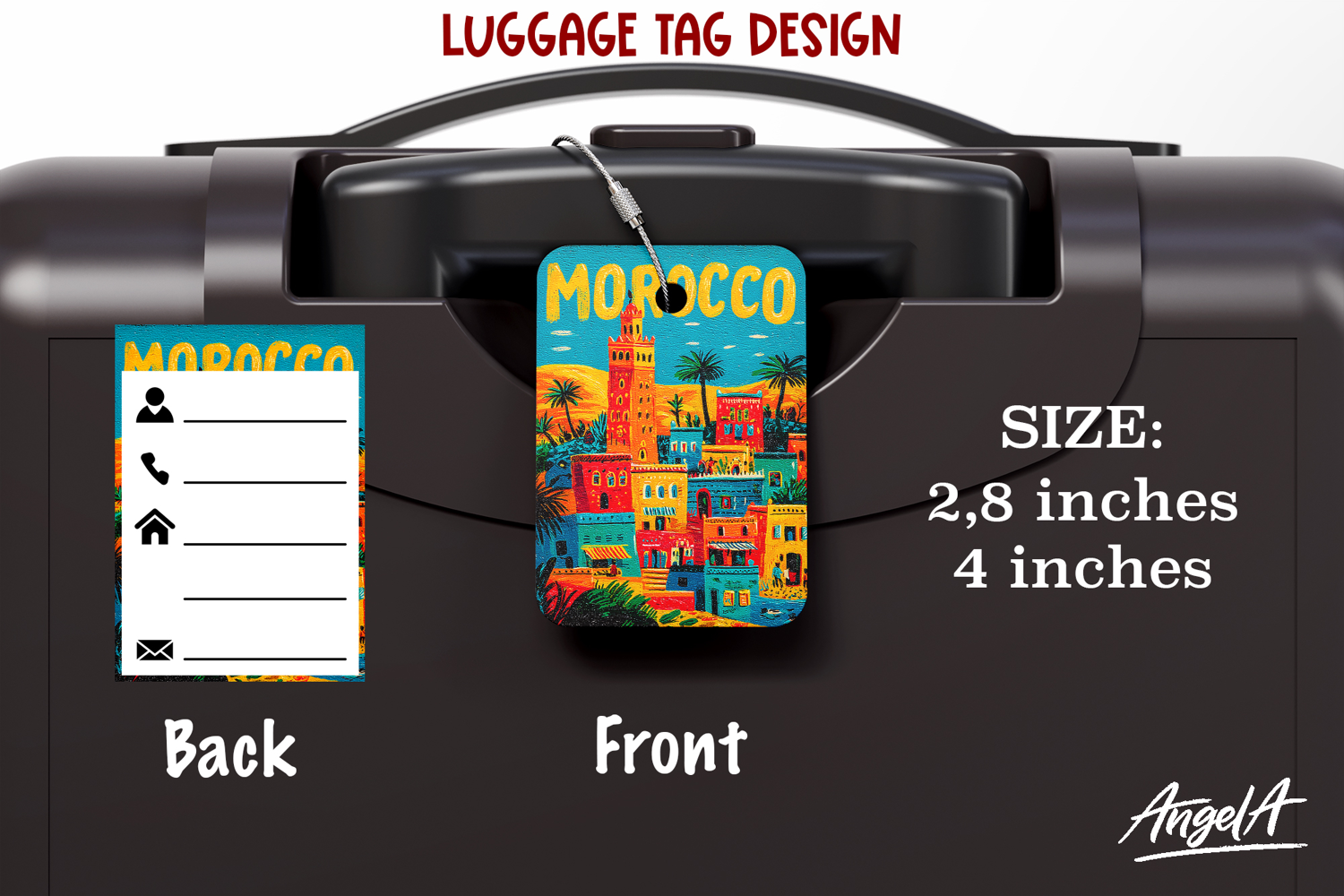 Luggage tag Sublimation Groovy Summer Morocco Travel Label product image 1