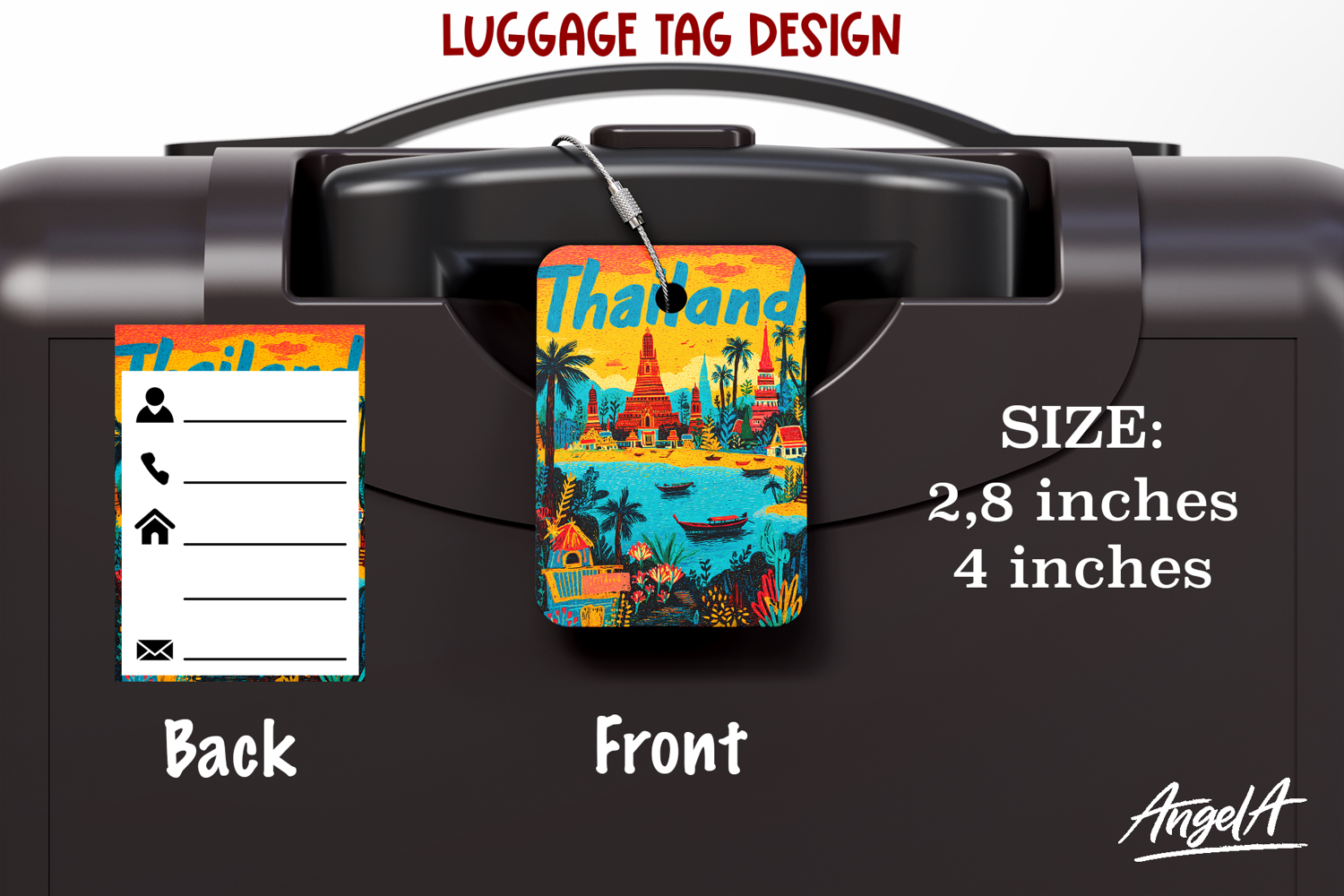 Luggage tag Sublimation Groovy Colorful Label Thailand PNG product image 1