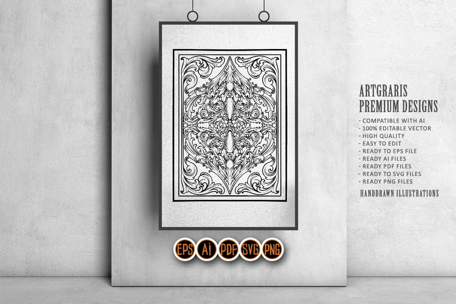 Luxury classic frame swirl vintage ornament monochrome product image 1