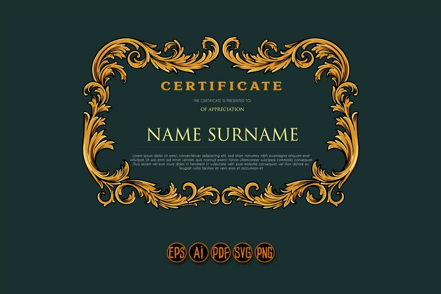 Luxury vintage certificate frame floral ornate swirls SVG product image 1