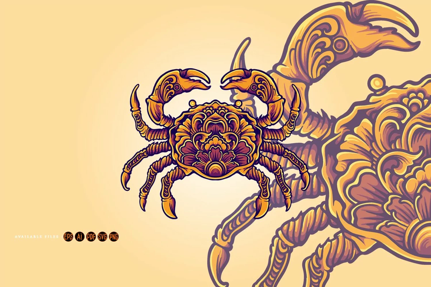 Luxury vintage crab ornaments svg product image 1