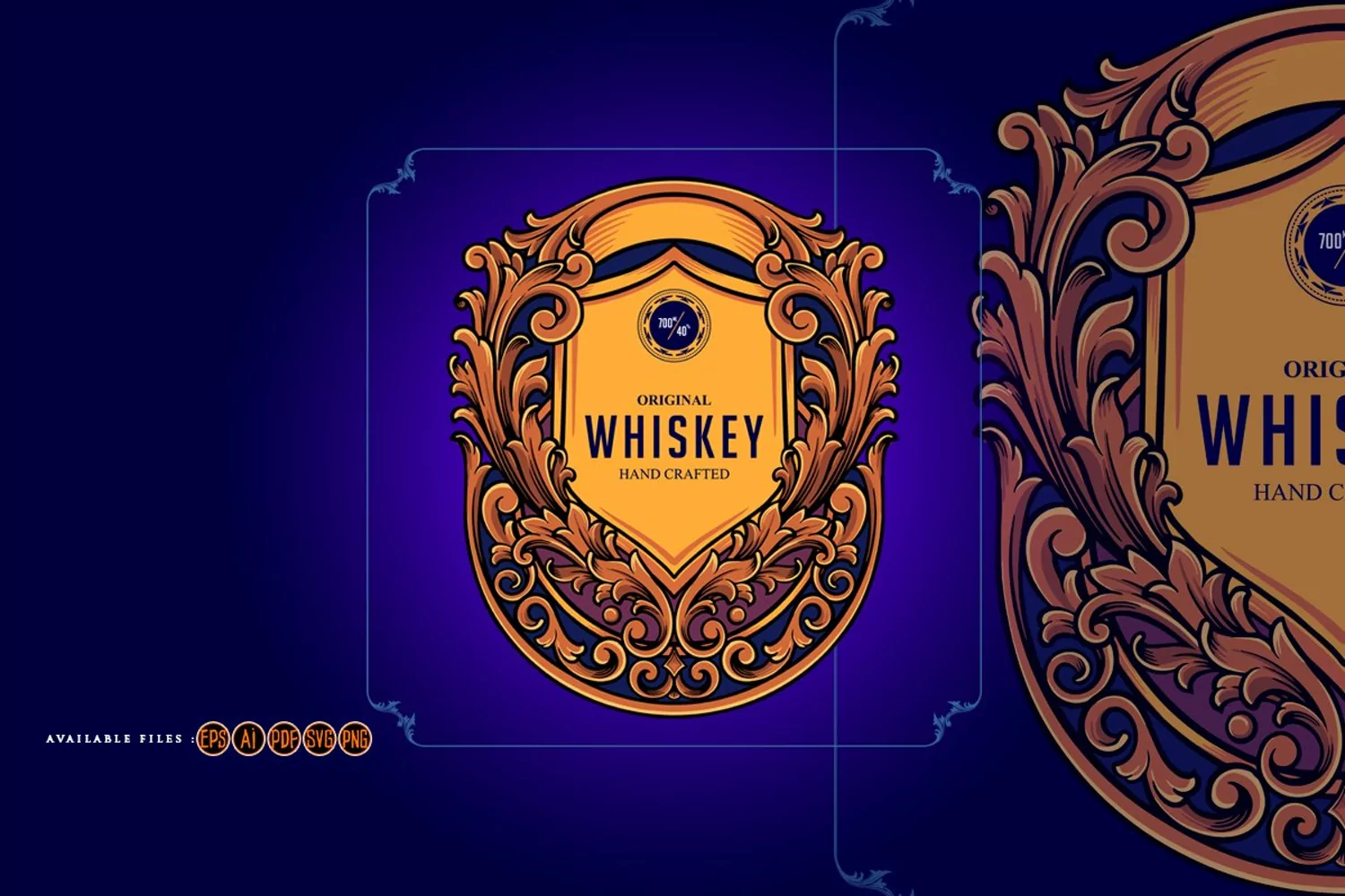 Luxury vintage whisky label frame illustrations product image 1