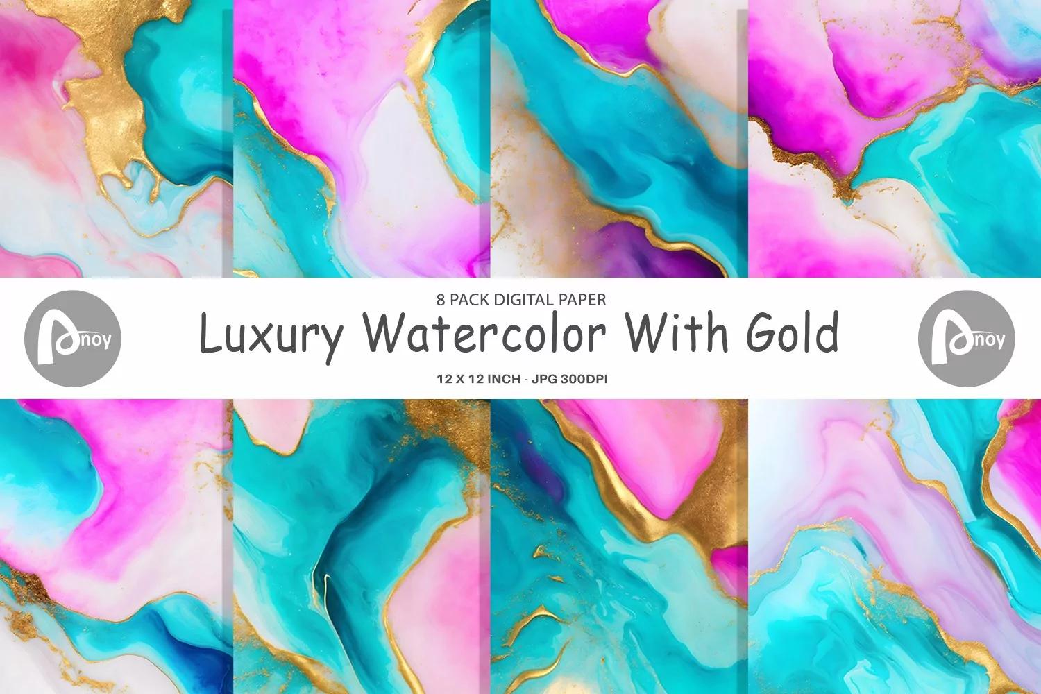Luxury Watercolor With Gold | Digital Paper product image 1