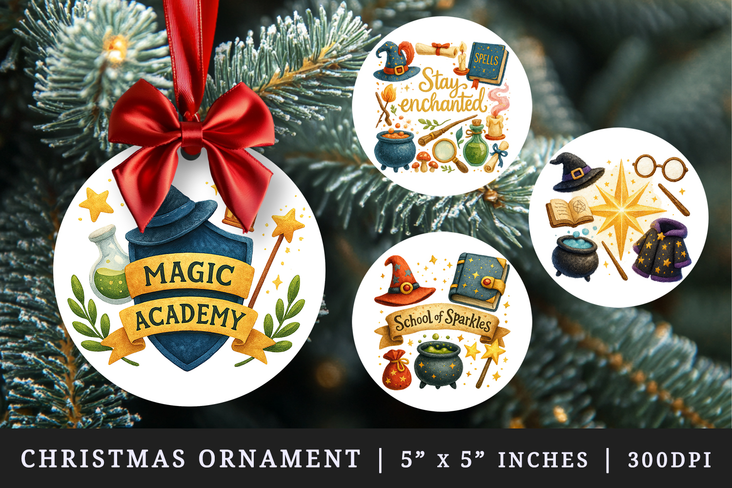 Magic School round ornaments sublimation design product image 1