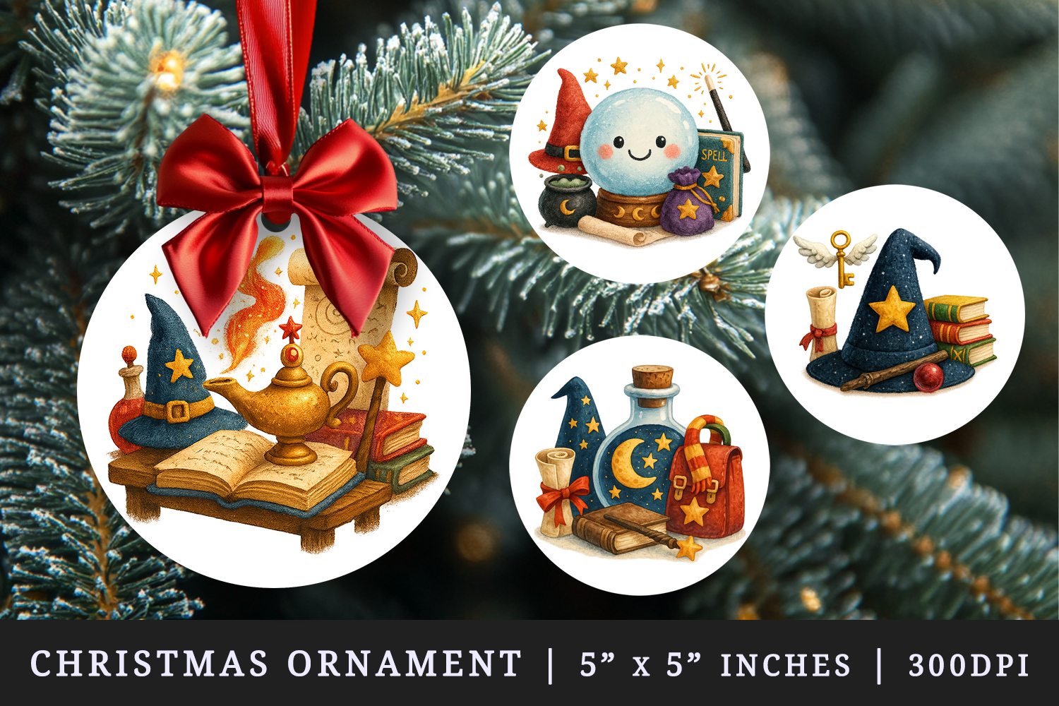 Magic School round ornaments sublimation design product image 1