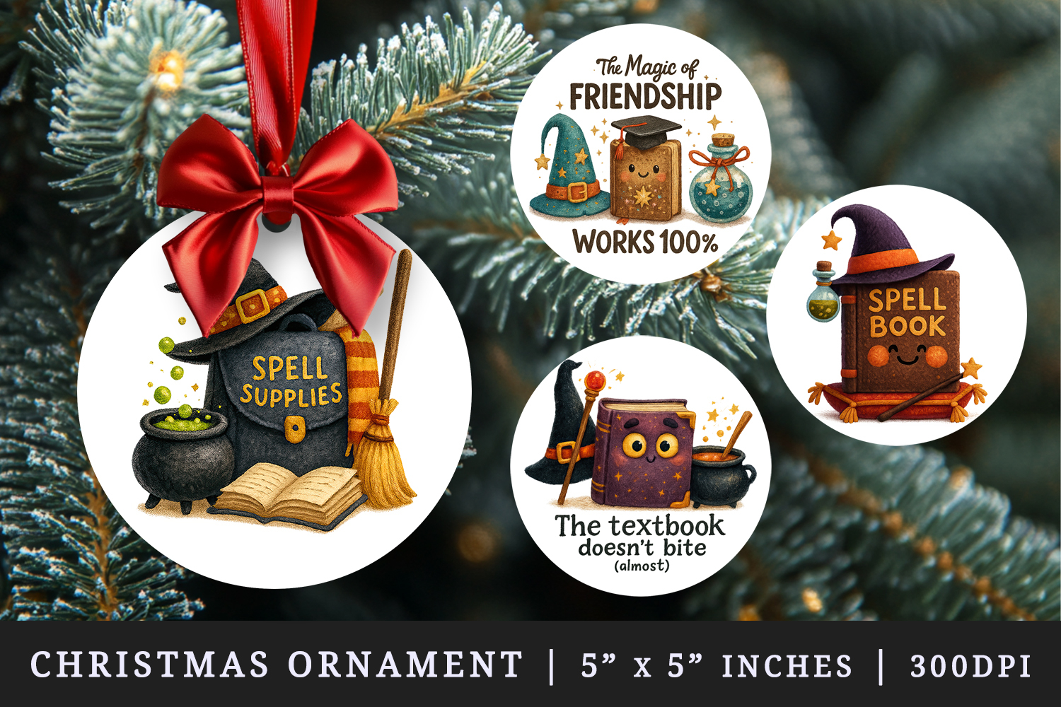 Magic School round ornaments sublimation design product image 1
