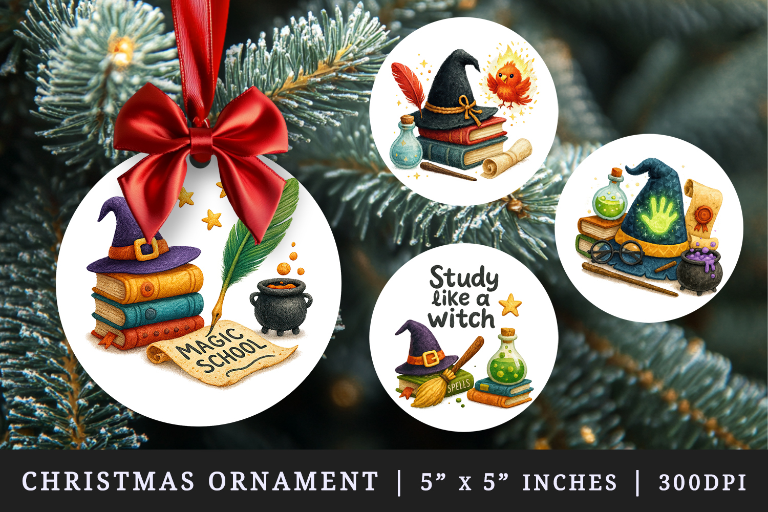 Magic School round ornaments sublimation design product image 1