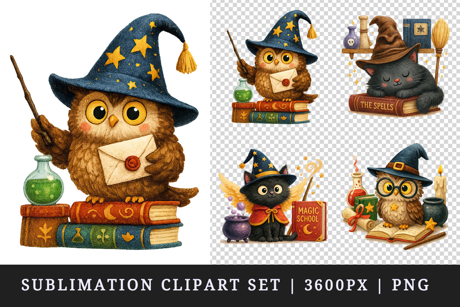 Magic School clipart printable sublimation design png product image 1
