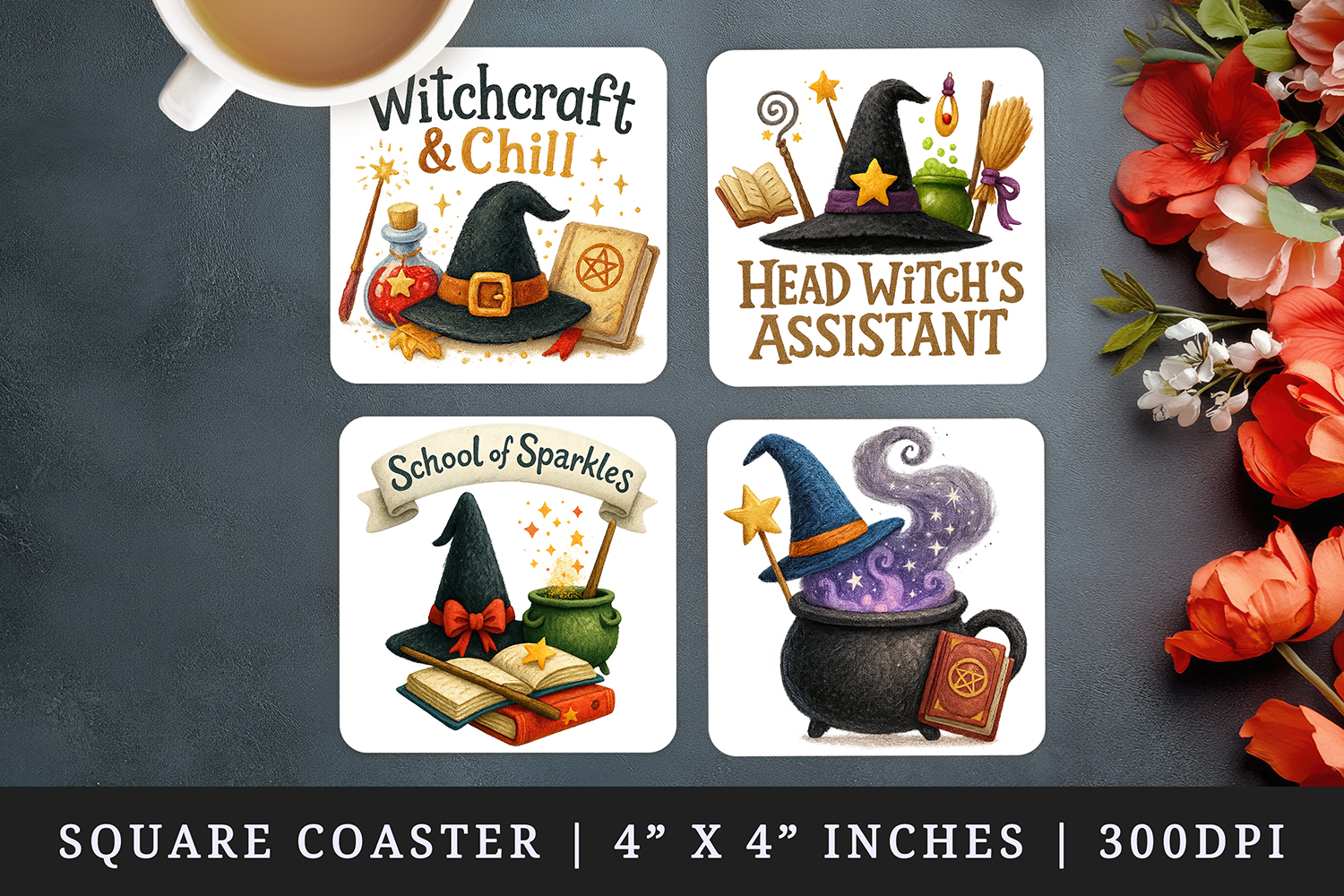 Magic School square coaster sublimation, coasters design product image 1