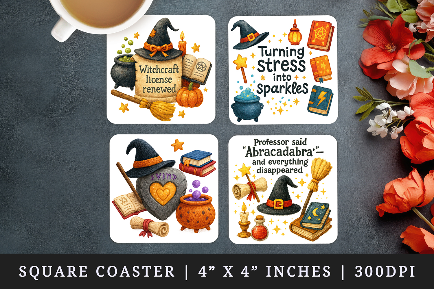 Magic School square coaster sublimation, coasters design product image 1