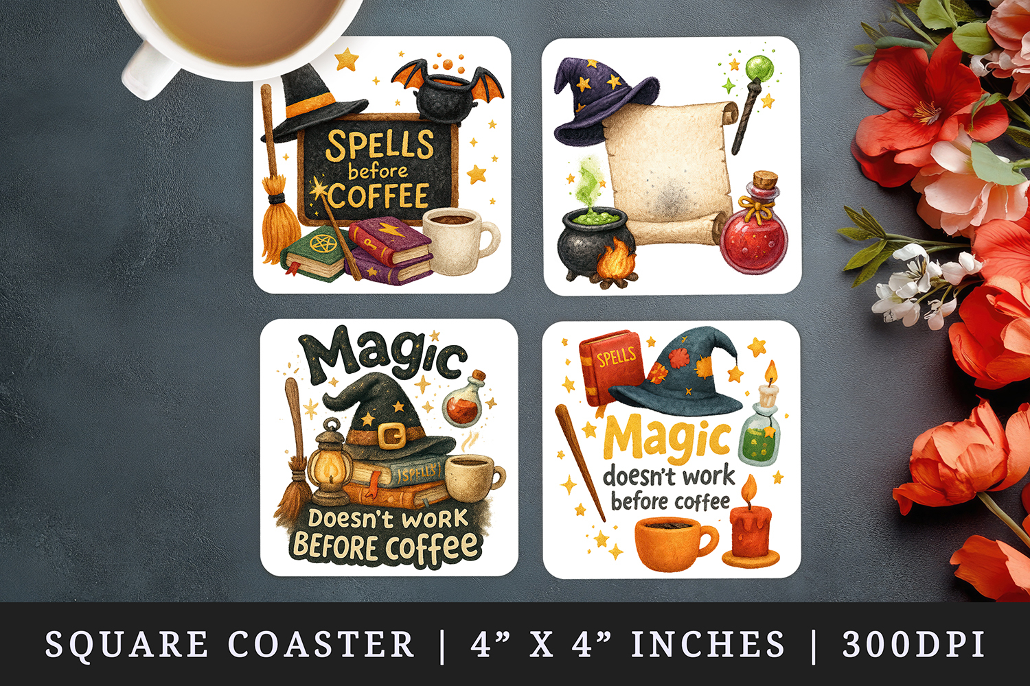 Magic School square coaster sublimation, coasters design product image 1