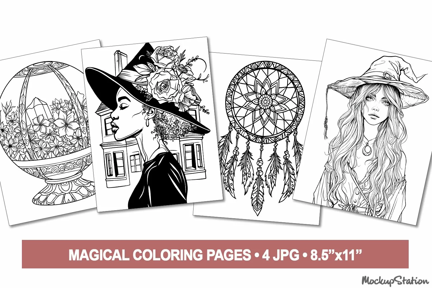 Wiccan Coloring Pages | Witchy Coloring Page for Adults product image 1