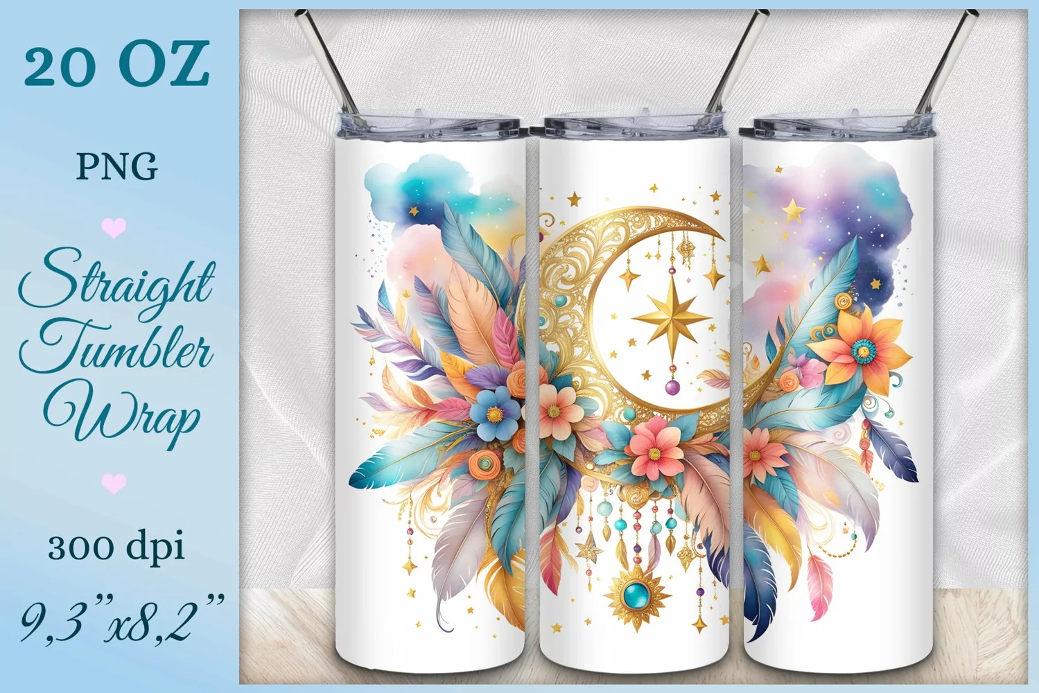 Transform your tumbler into a mystical wonderland with this enchanting sublimation design featuring a magical boho moon. Dive into a world of fantasy and inspiration with every sip. Let your imagination soar.