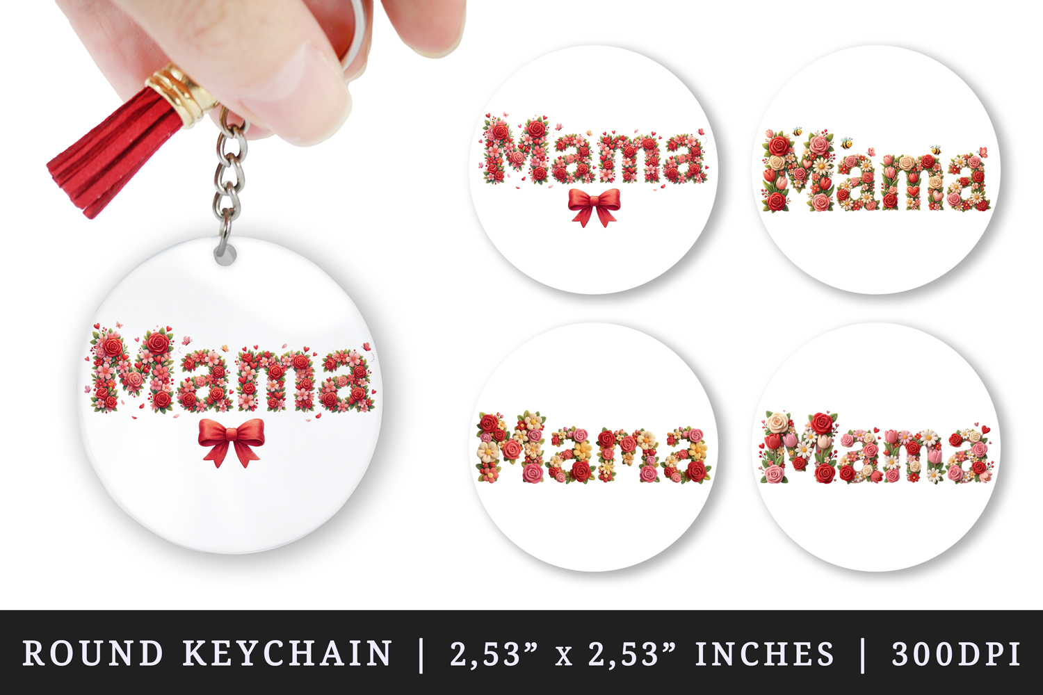 Mama round keychain pintable sublimation design png product image 1