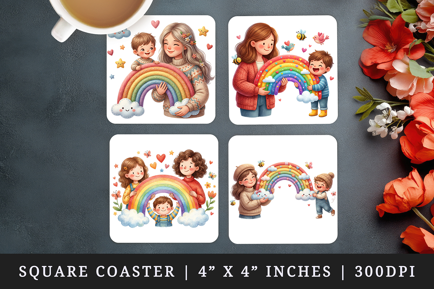 Mama square coaster sublimation, coasters design product image 1