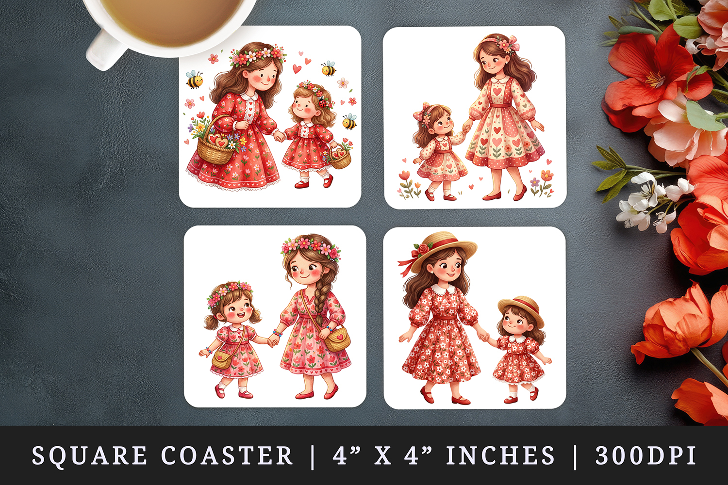 Mama square coaster sublimation, coasters design product image 1