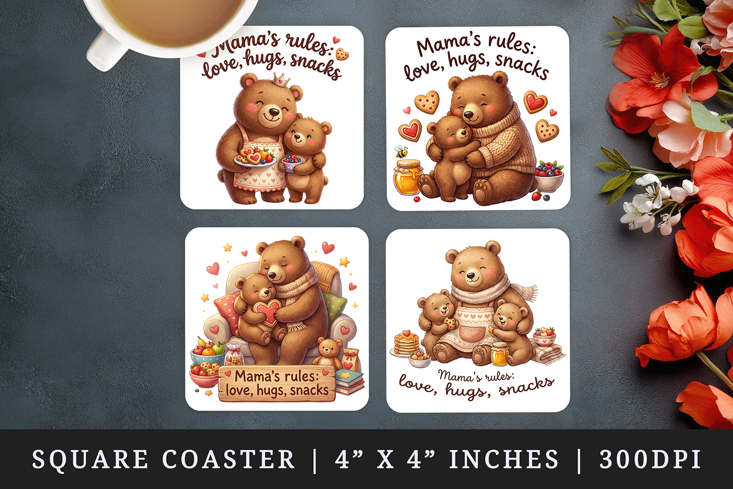 Mama square coaster sublimation, coasters design product image 1