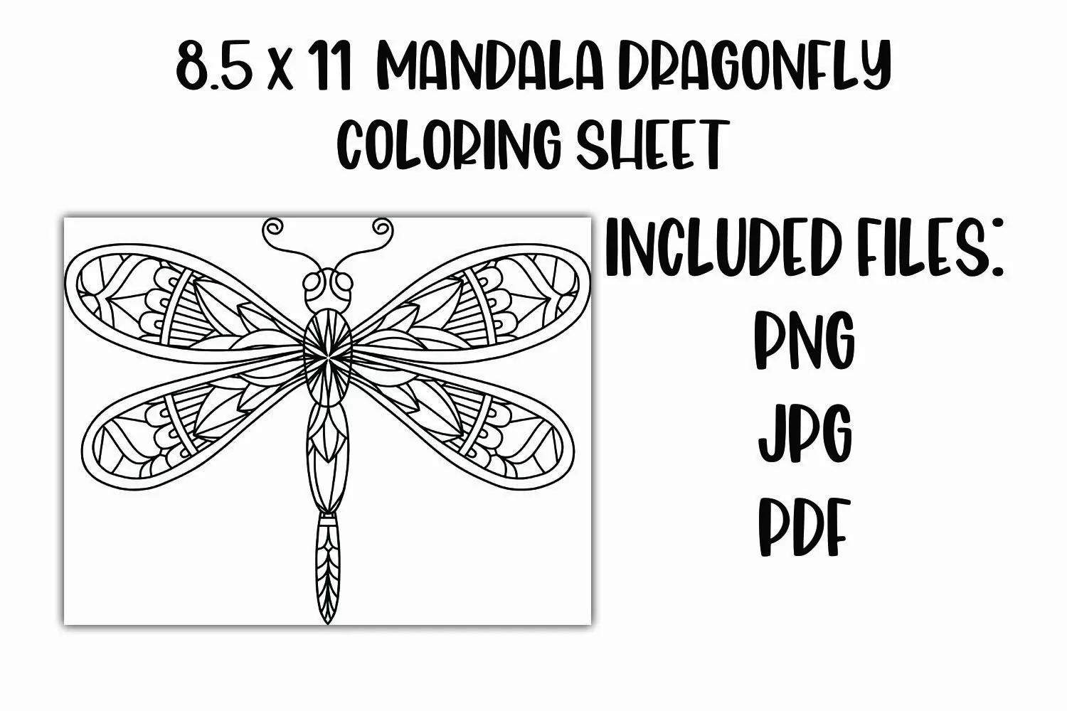 Mandala Dragonfly Coloring Sheet product image 1