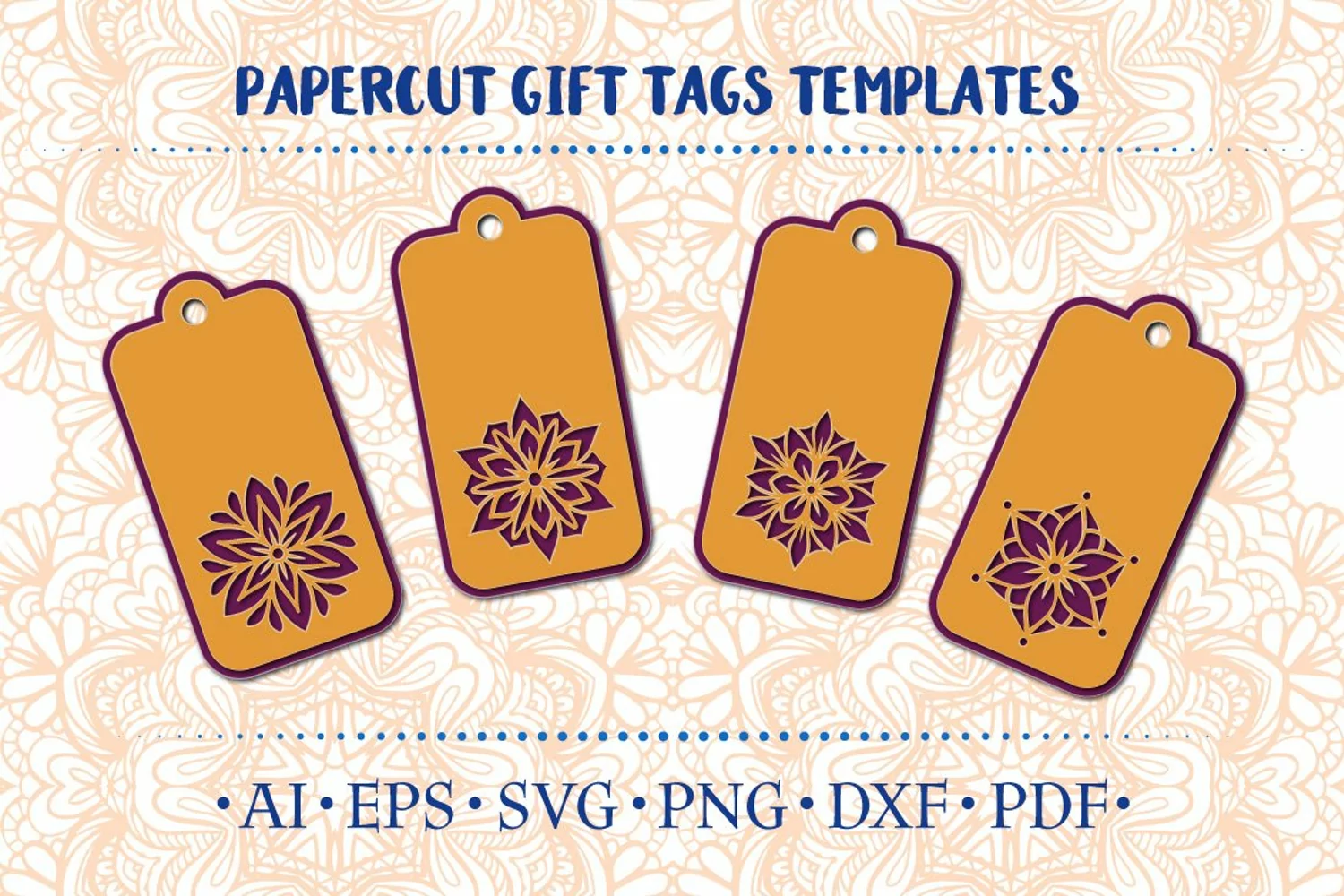 Papercut gift tags with simple ethnic mandalas decoration product image 1