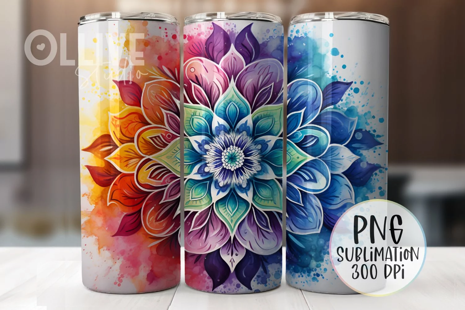 Mandala Sublimation 20oz Tumbler Wrap PNG product image 1