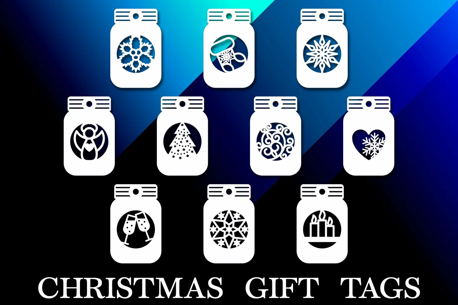 Mason Jar Shaped Christmas Gift Tags with Cut Out Shapes product image 1