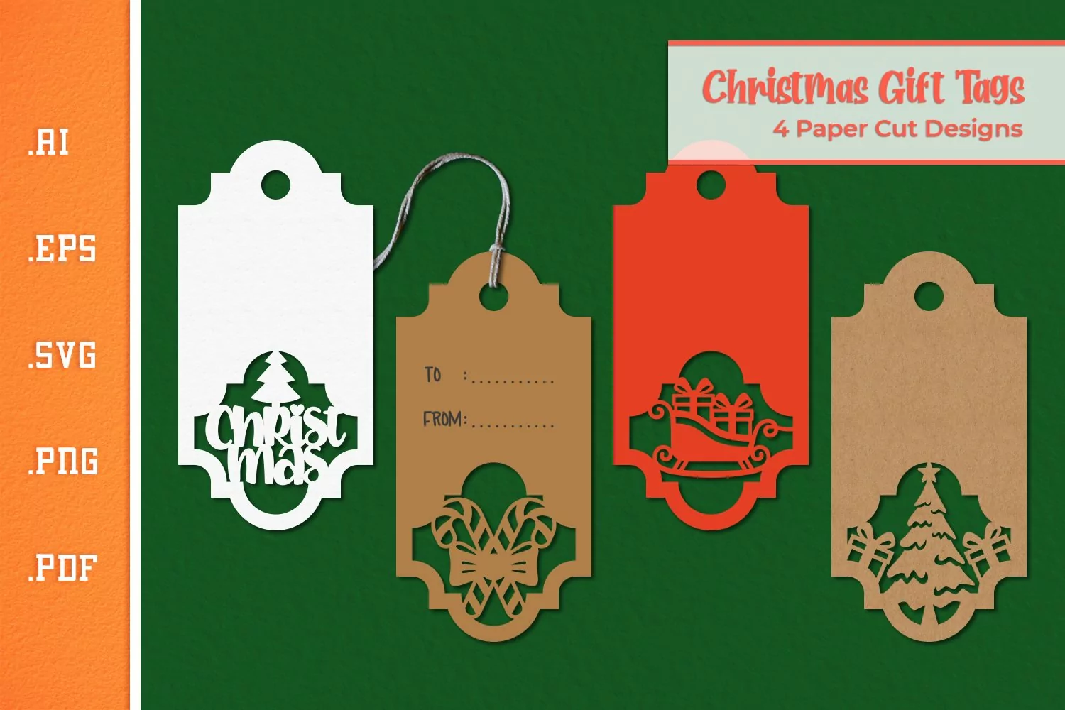 Christmas Gift Tags - Paper Cut SVG 1 product image 1