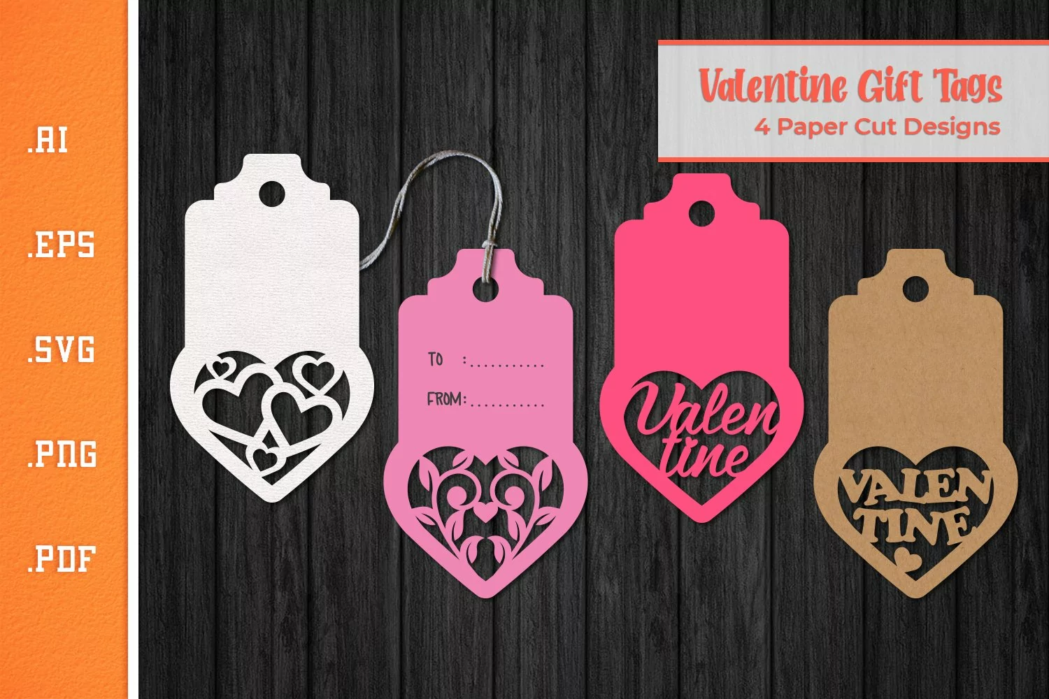 Valentine Gift Tags - Paper Cut SVG 1 product image 1