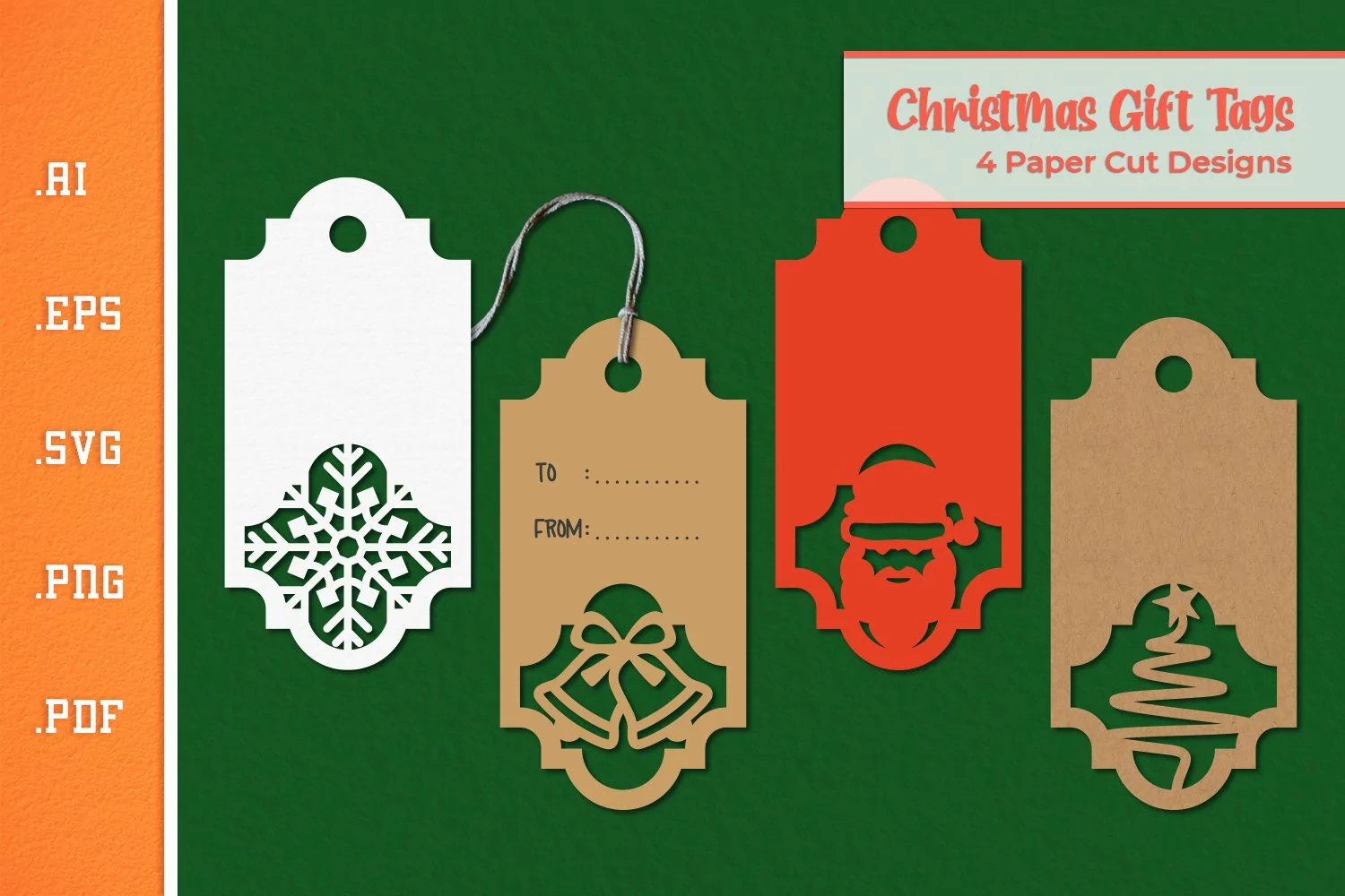 Christmas Gift Tags - Paper Cut SVG 2 product image 1