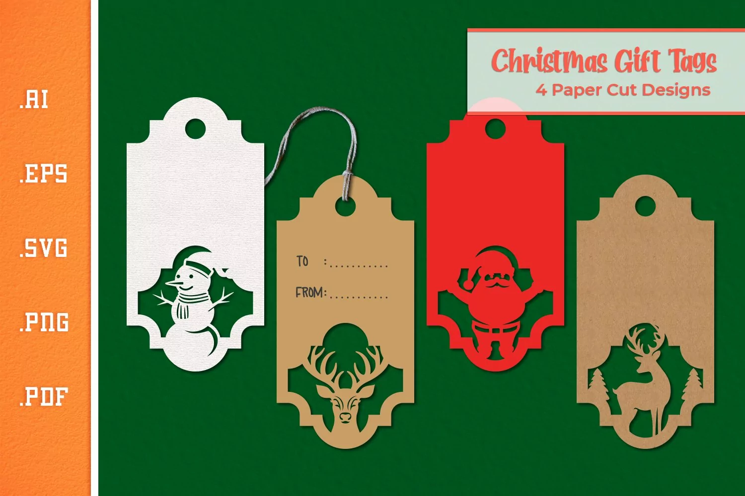 Christmas Gift Tags - Paper Cut SVG 3 product image 1
