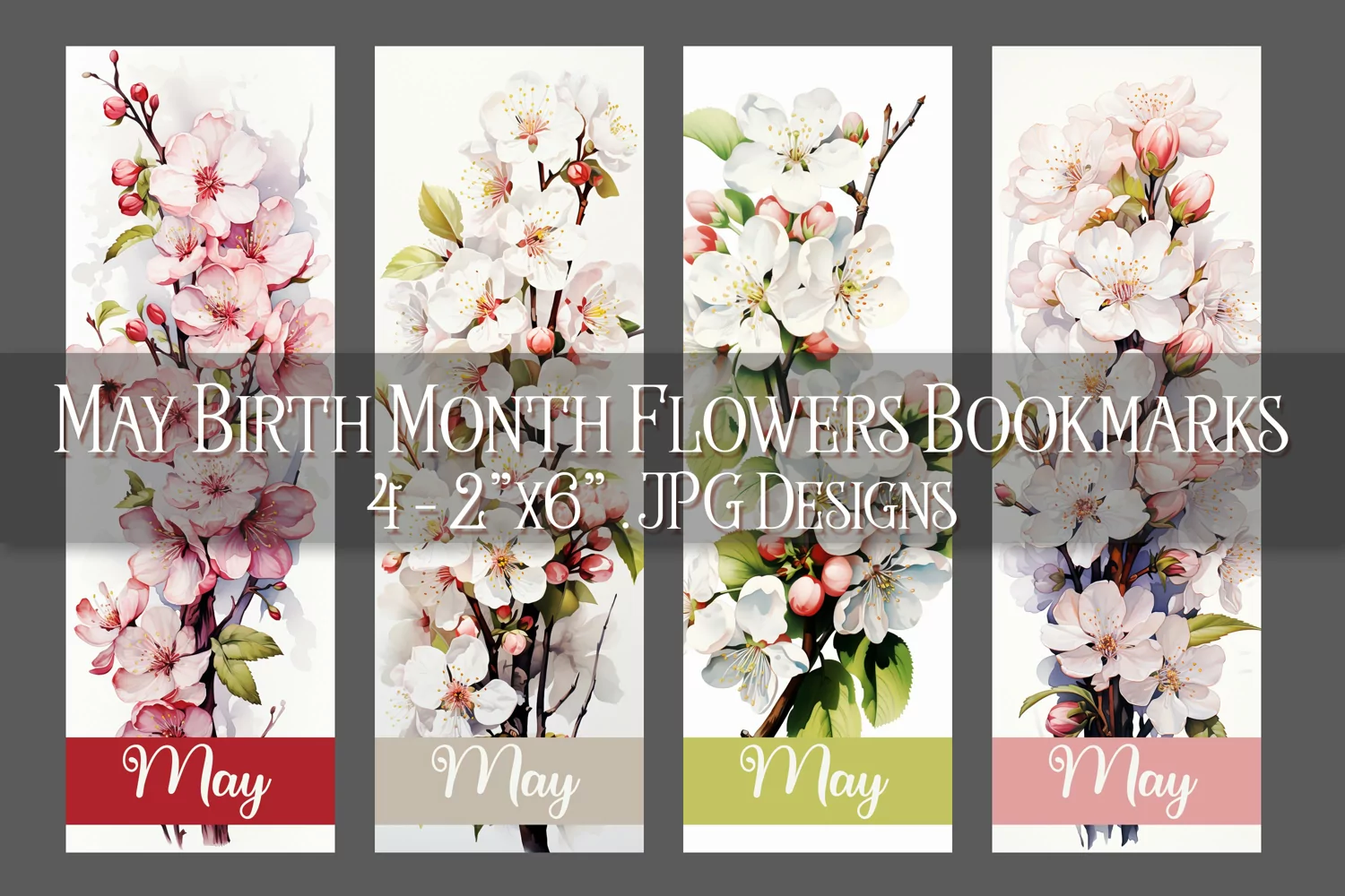 Floral Bookmark, May Bookmark, Hawthorn Blossom Bookmarks, 2 product image 1
