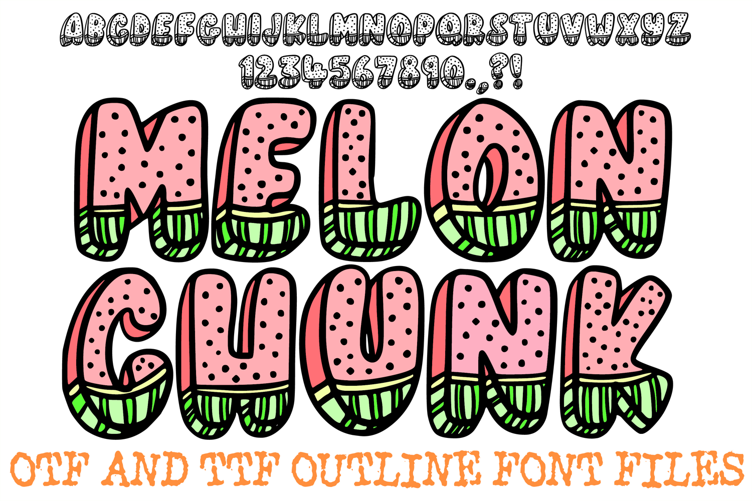 Melon Chunk ABC Font Typeface Fruit Watermelon Alphabet OTF Illustration by Squeeb Creative
