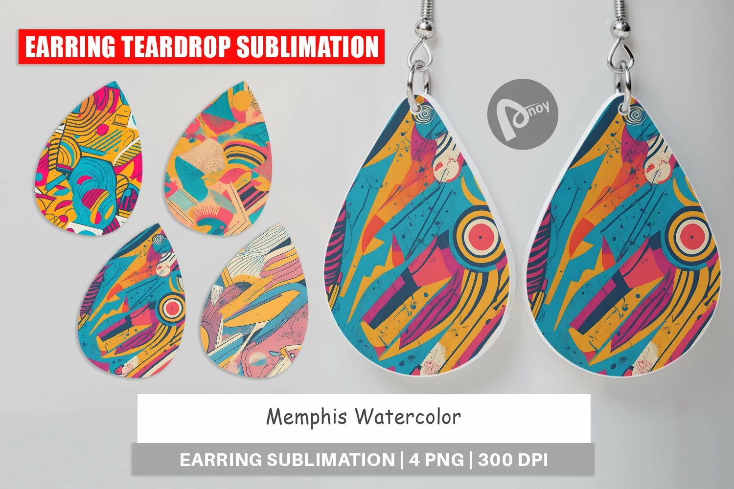 Earring Teardrop Memphis Watercolor product image 1