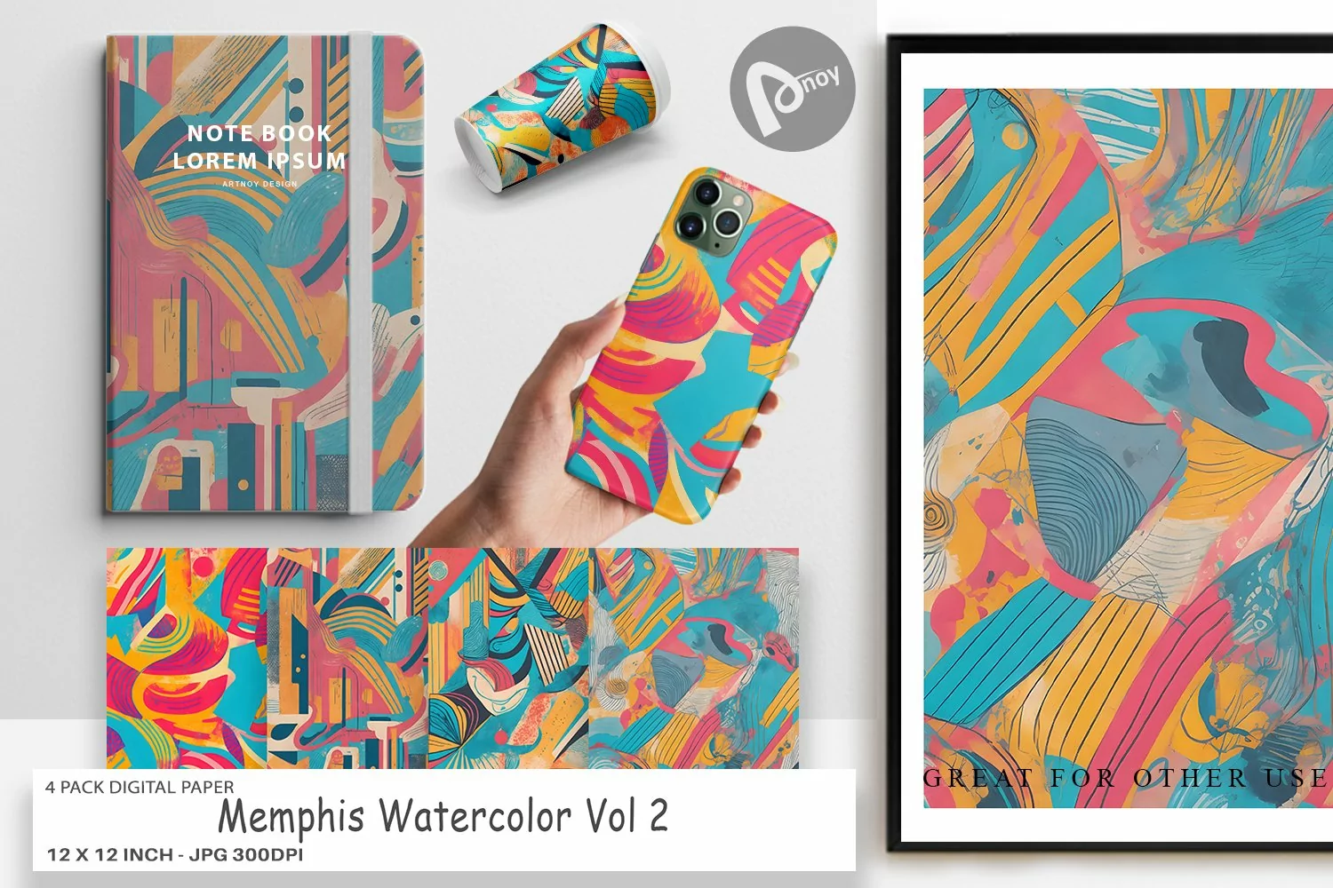 Digital Paper Memphis Watercolor product image 1