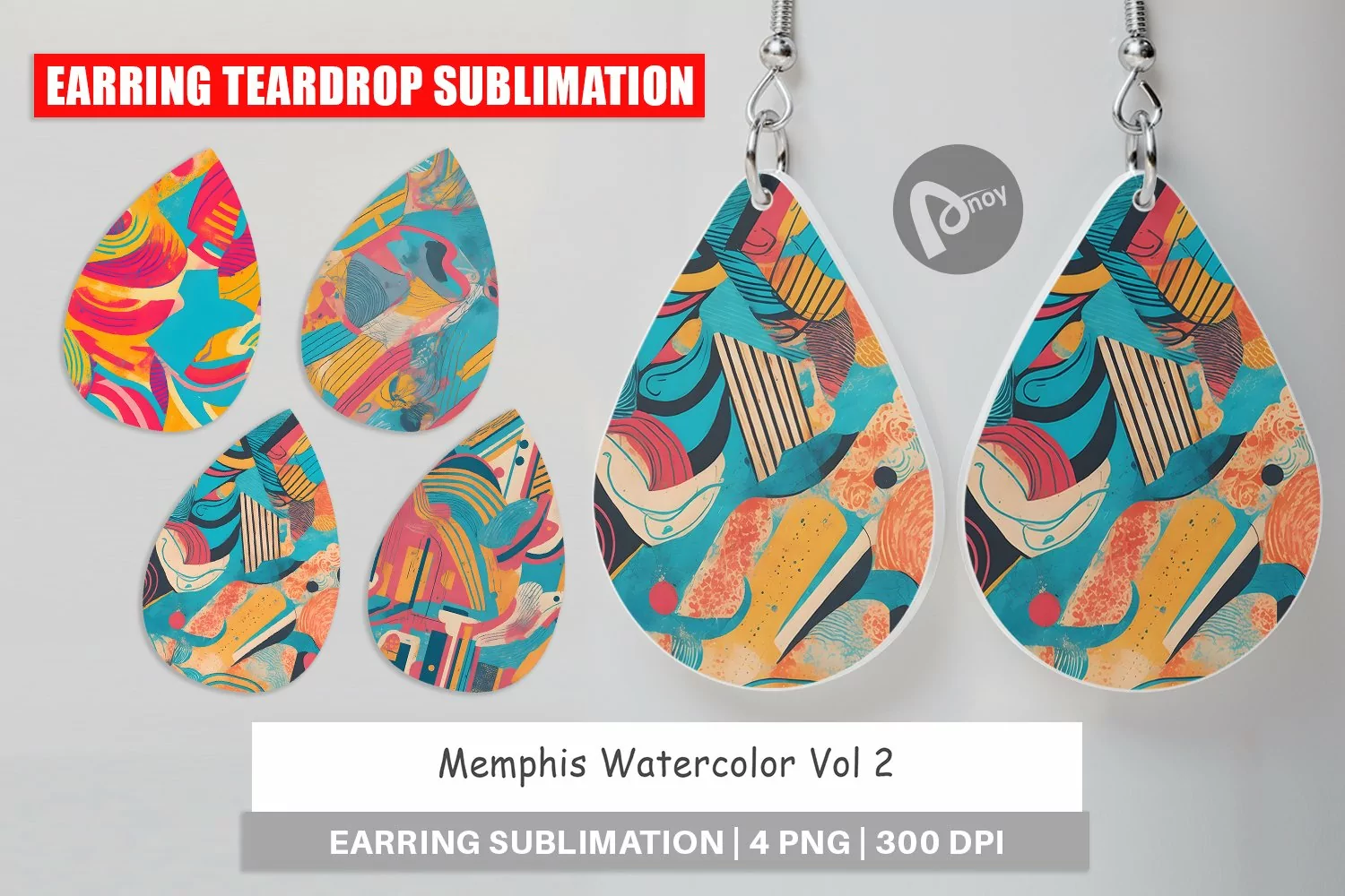 Earring Teardrop Memphis Watercolor product image 1
