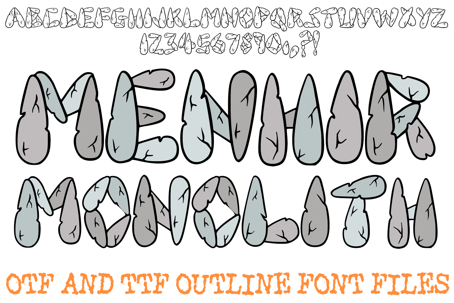 Menhir Monolith Stone Lettering Font Boulder ABC OTF Type by Squeeb Creative