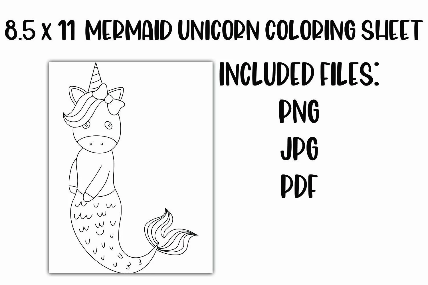 Mermaid Unicorn Kids' Coloring Sheet product image 1