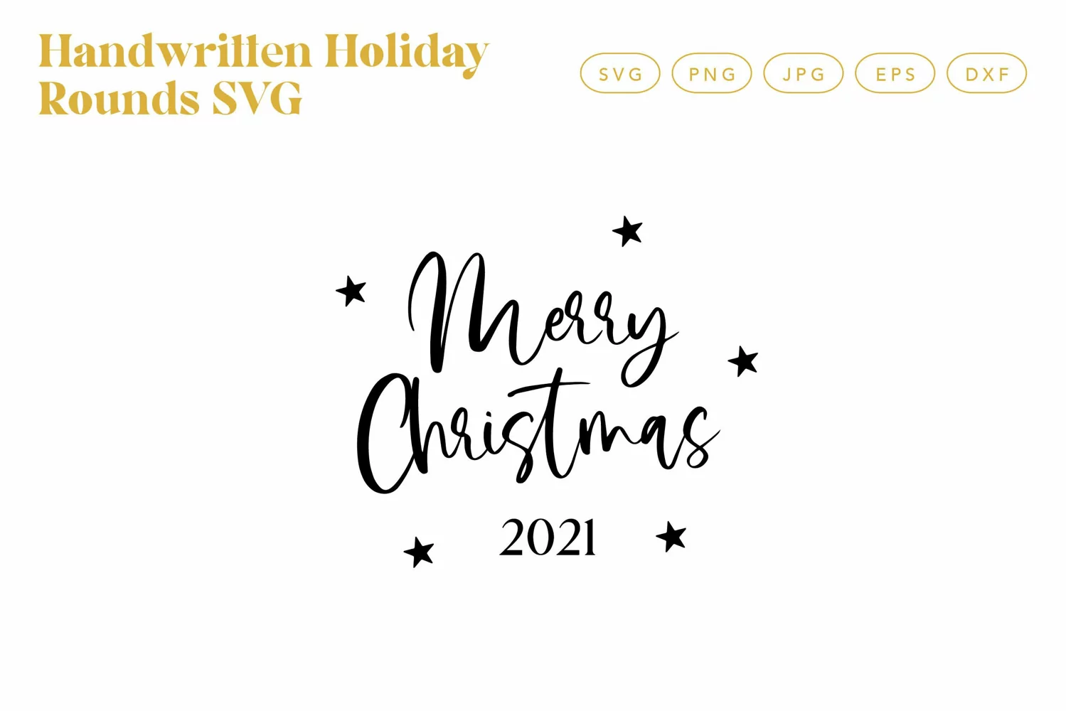 Merry Christmas 2021 Handwritten Christmas Round SVG