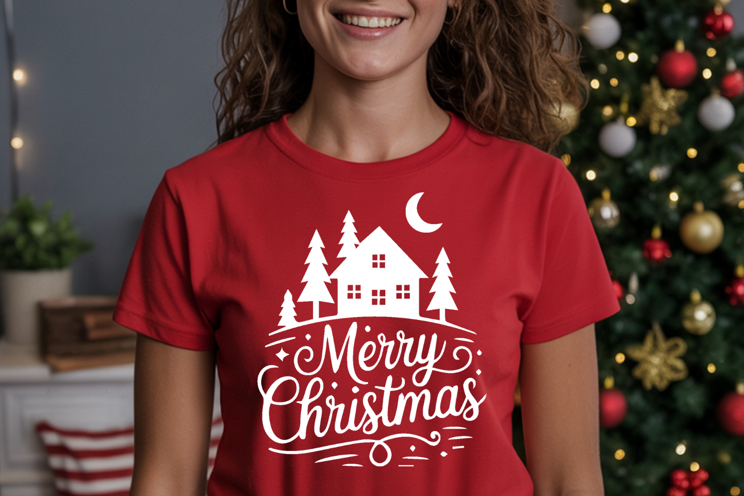 Merry Christmas Cottage SVG product image 1