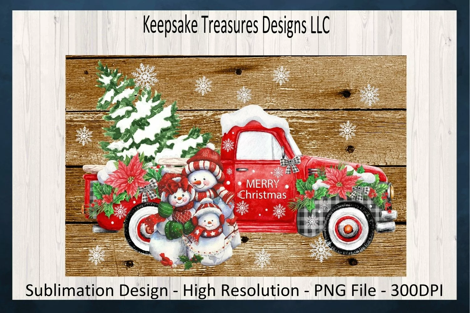 Merry Christmas Red Vintage Truck Doormat Design product image 1