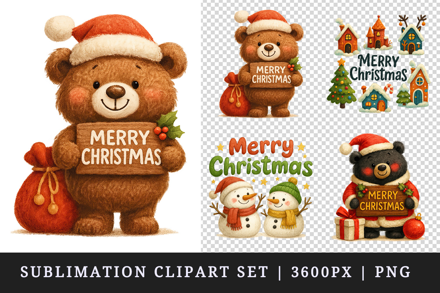 Merry Christmas clipart printable sublimation design png product image 1