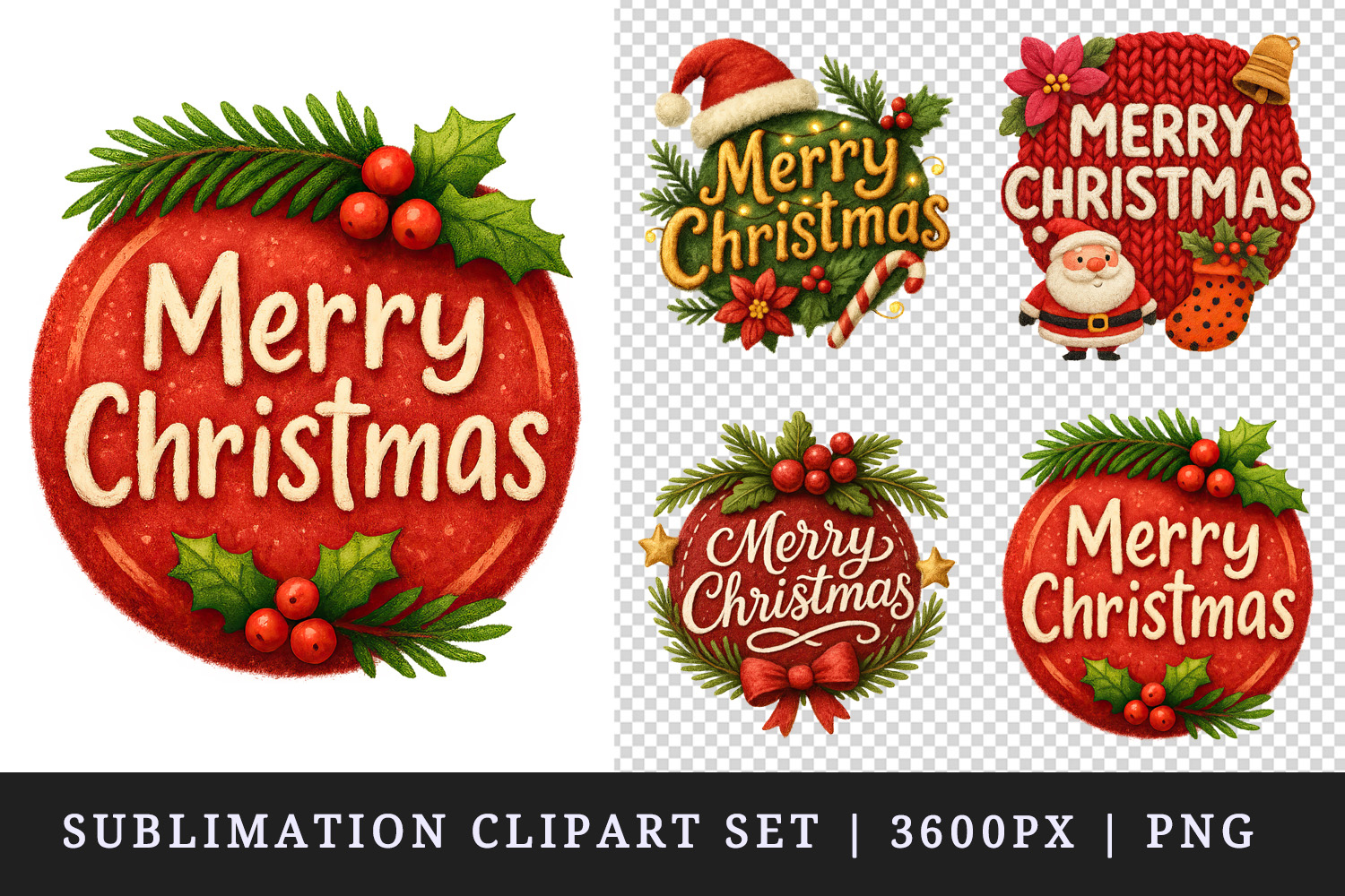 Merry Christmas clipart printable sublimation design png product image 1