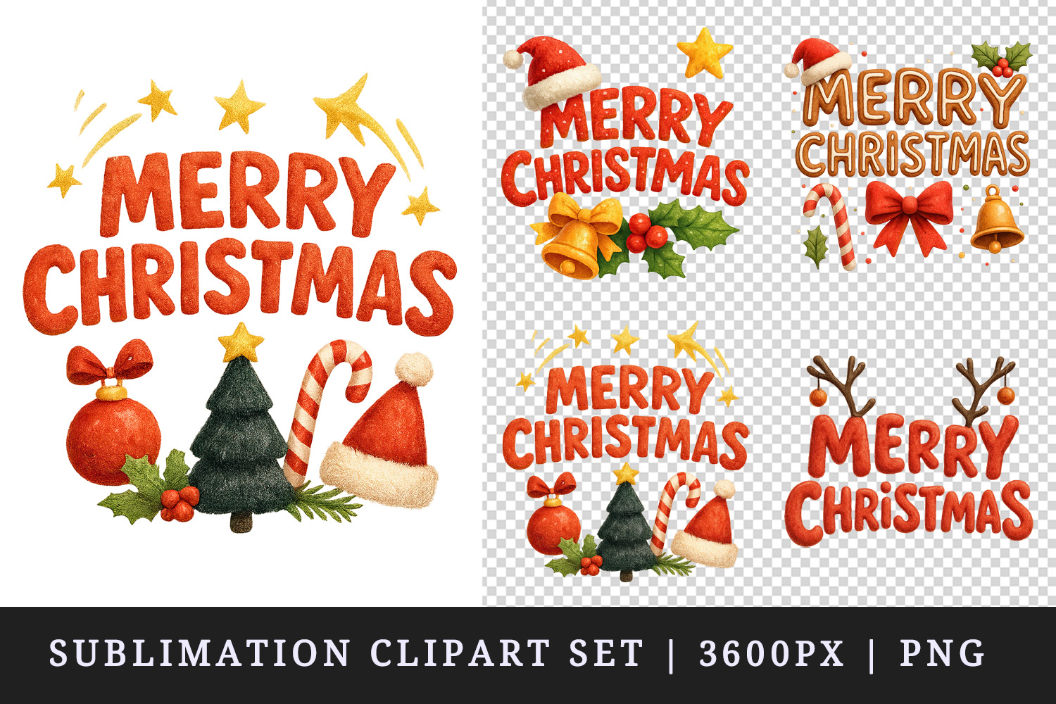 Merry Christmas clipart printable sublimation design png product image 1
