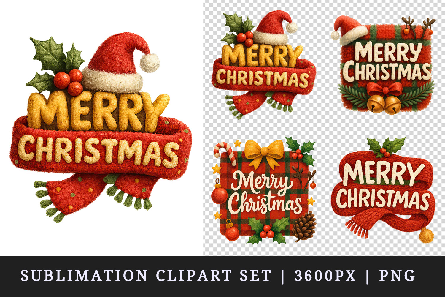 Merry Christmas clipart printable sublimation design png product image 1