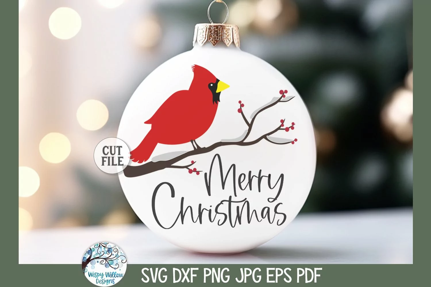 Merry Christmas Cardinal SVG | Winter Holiday Decor Design product image 1