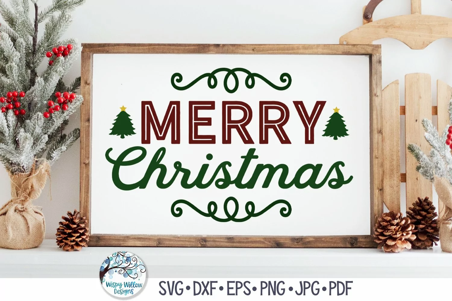 Merry Christmas SVG | Vintage Farmhouse Christmas Sign SVG product image 1