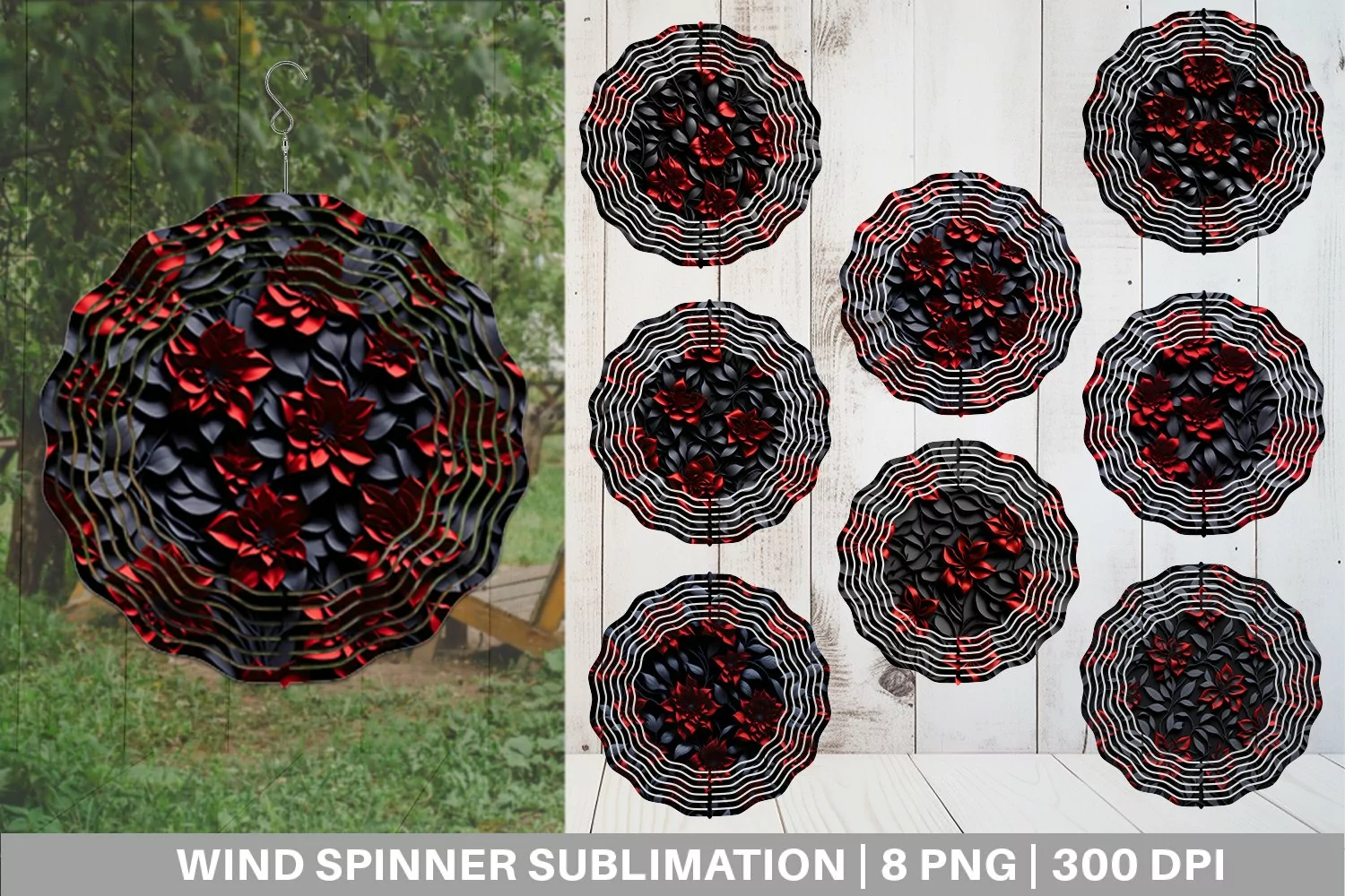 Metallic Color Flowers Wind Spinner | Sublimation Spinner De product image 1