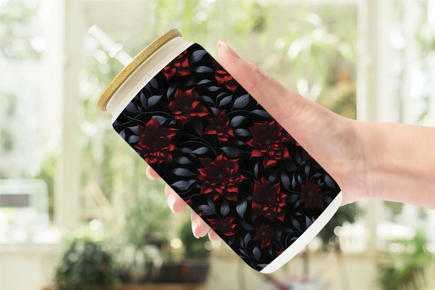 Metallic Color Flowers Glass Can Wraps product image 1