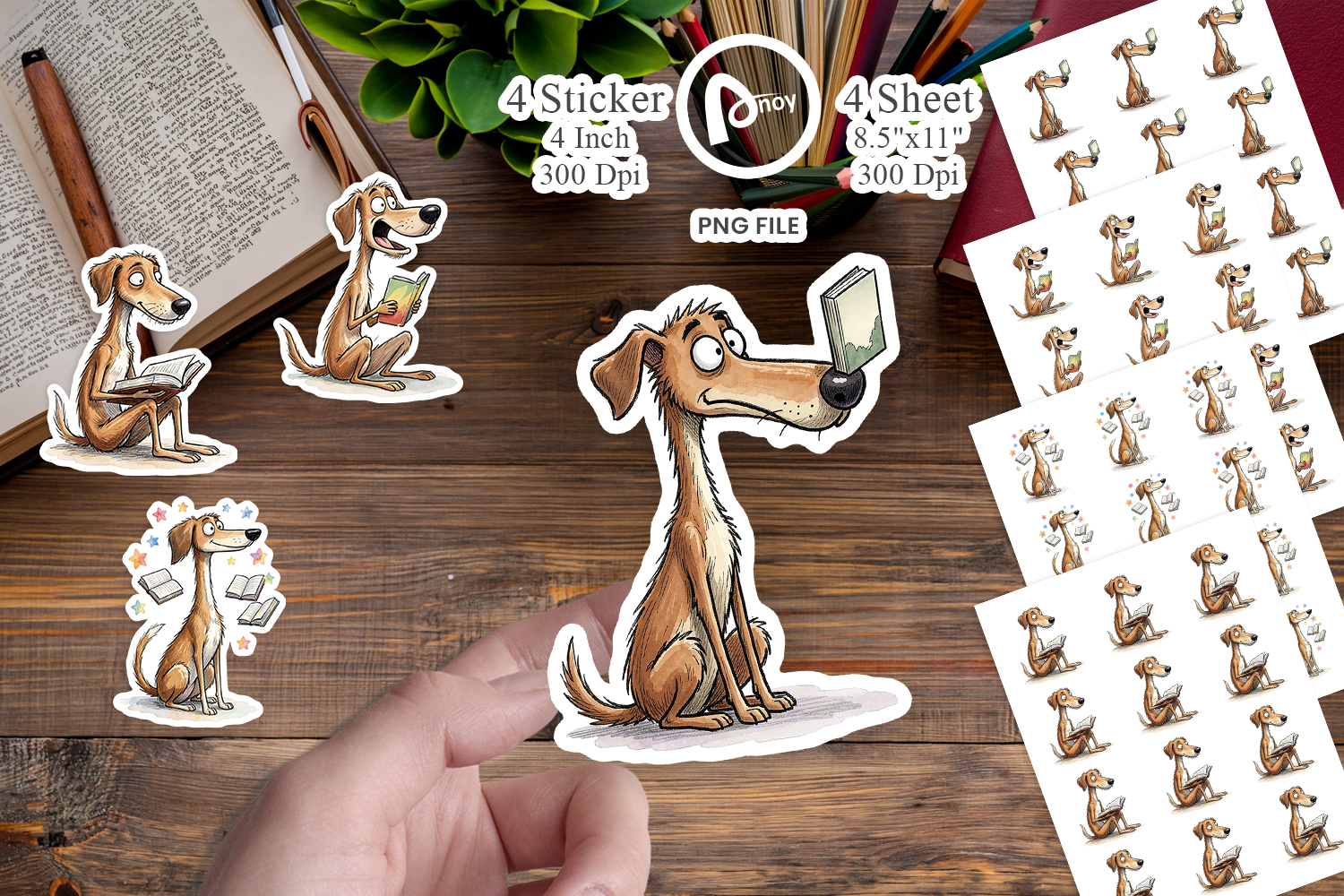 Midnight Reading Dog Sticker product image 1
